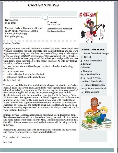 Carlson May Newsletter - Page 1